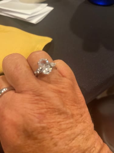 Customer photo review of Louily Outstanding Oval Cut Three Stone Engagement Ring
