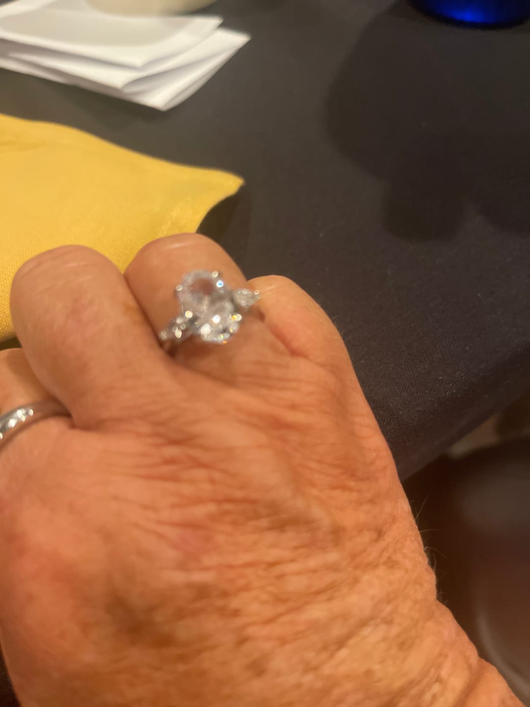 Customer photo review of Louily Outstanding Oval Cut Three Stone Engagement Ring