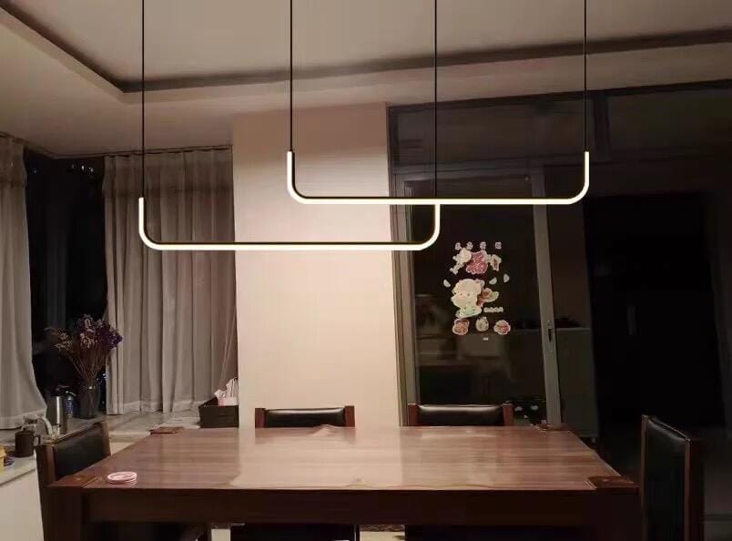 Customer photo review of GabyBerg Minimalist Modern LED Chandelier – Geometric Linear Light for Dining Room