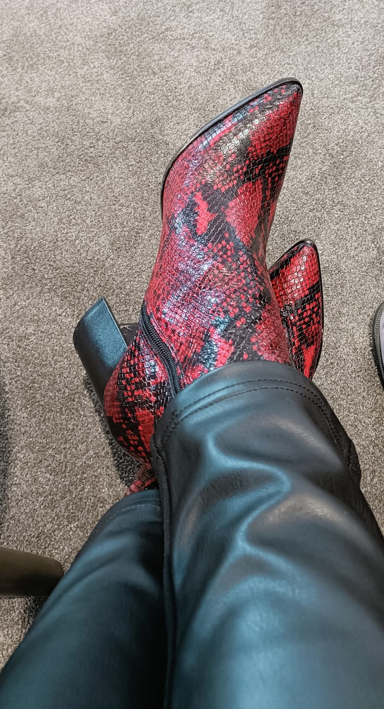 Customer photo review of Viper Red Ankle Boot