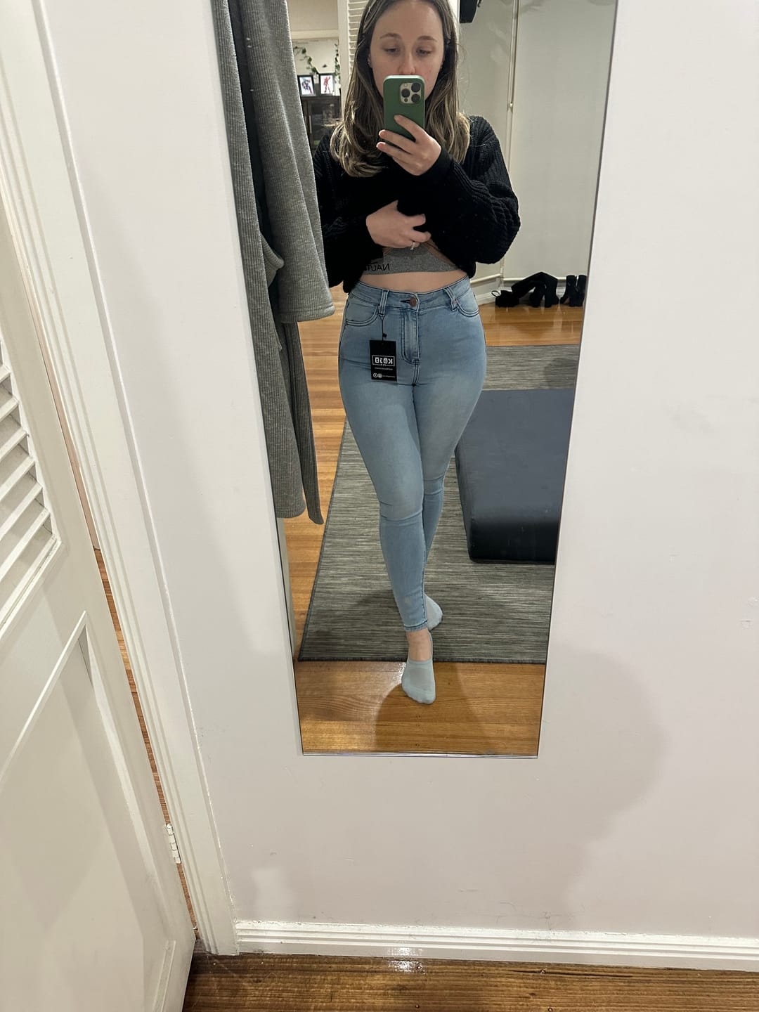 Customer photo review of Impact High Waisted Skinny Jeans - Ice