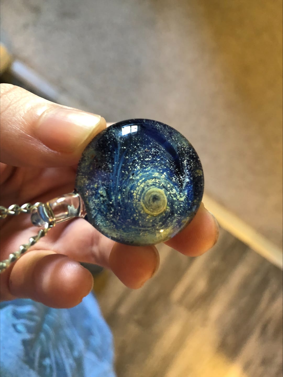 Customer photo review of Nightswirl Cremation Pendant