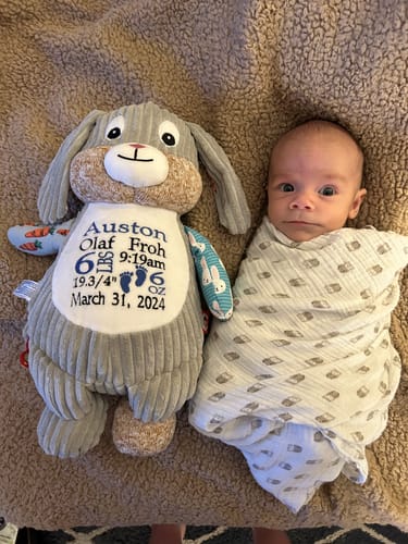 Customer photo review of Cubbies - Harlequin Bunny Carrot Edition