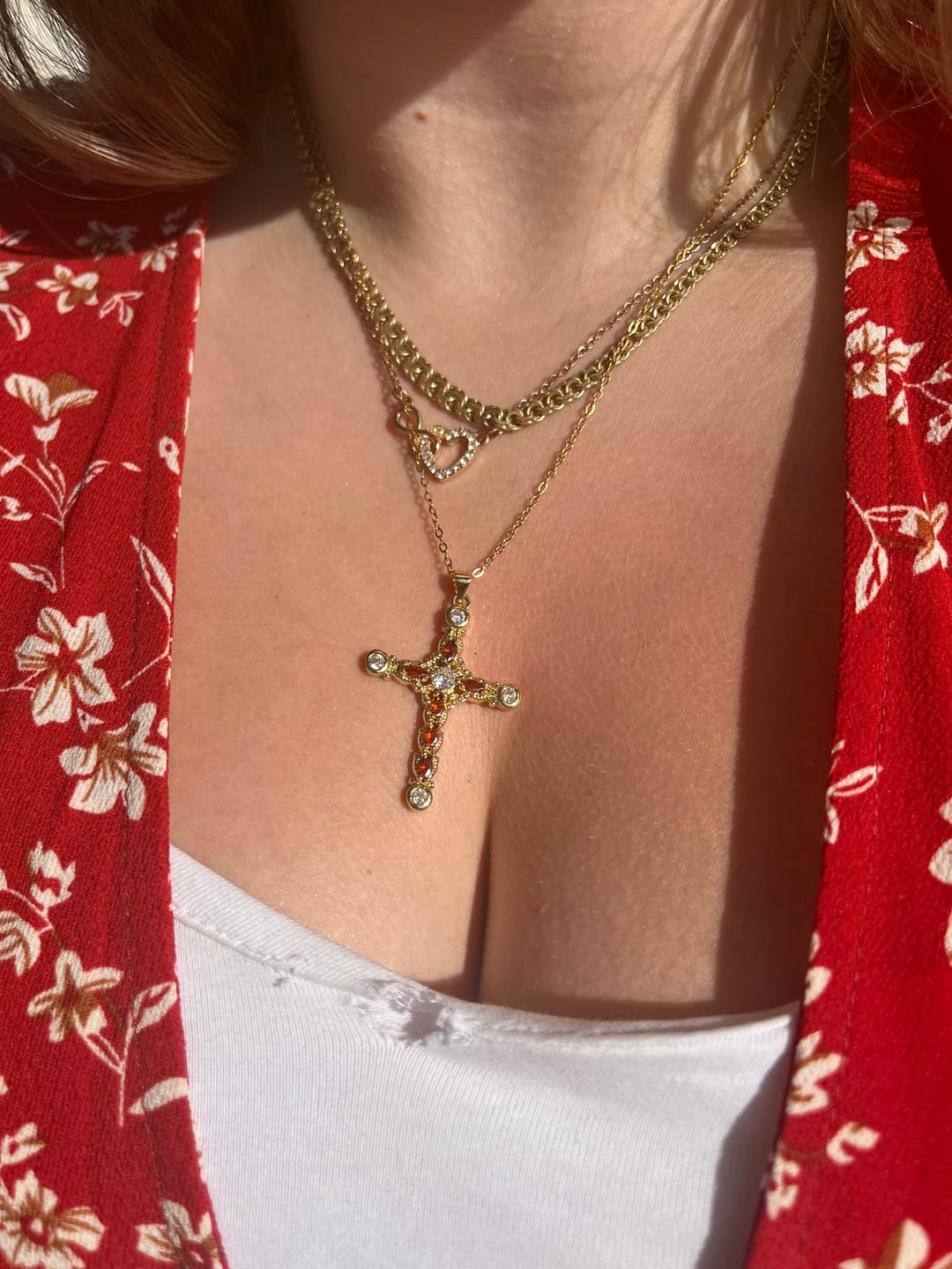 Customer photo review of Azura - Crystal Cross Necklace