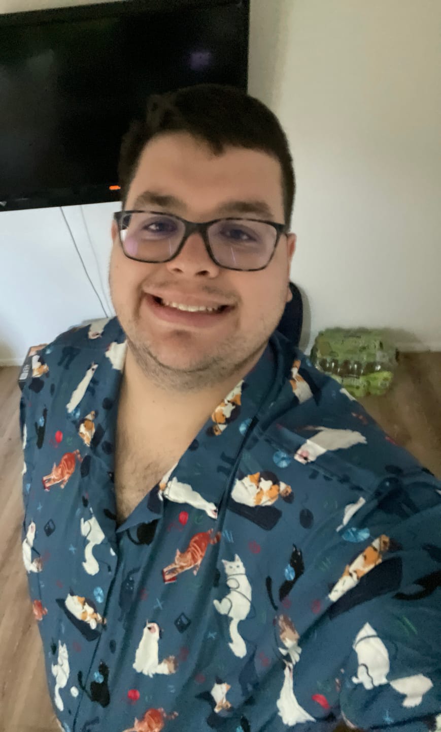Customer photo review of Video Game Cats Light Button Up Shirt