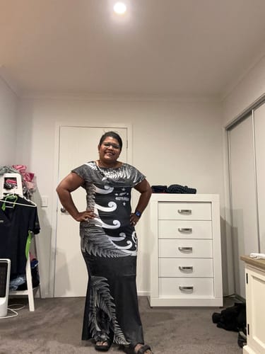 Customer photo review of Personalised New Zealand Rugby Mermaid Dress Aotearoa Silver Fern Koru Maori Style LT7