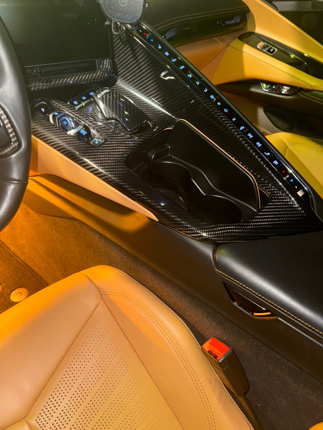 Customer photo review of C8 Corvette Carbon Fiber Center Console Lid Arm Rest Cover