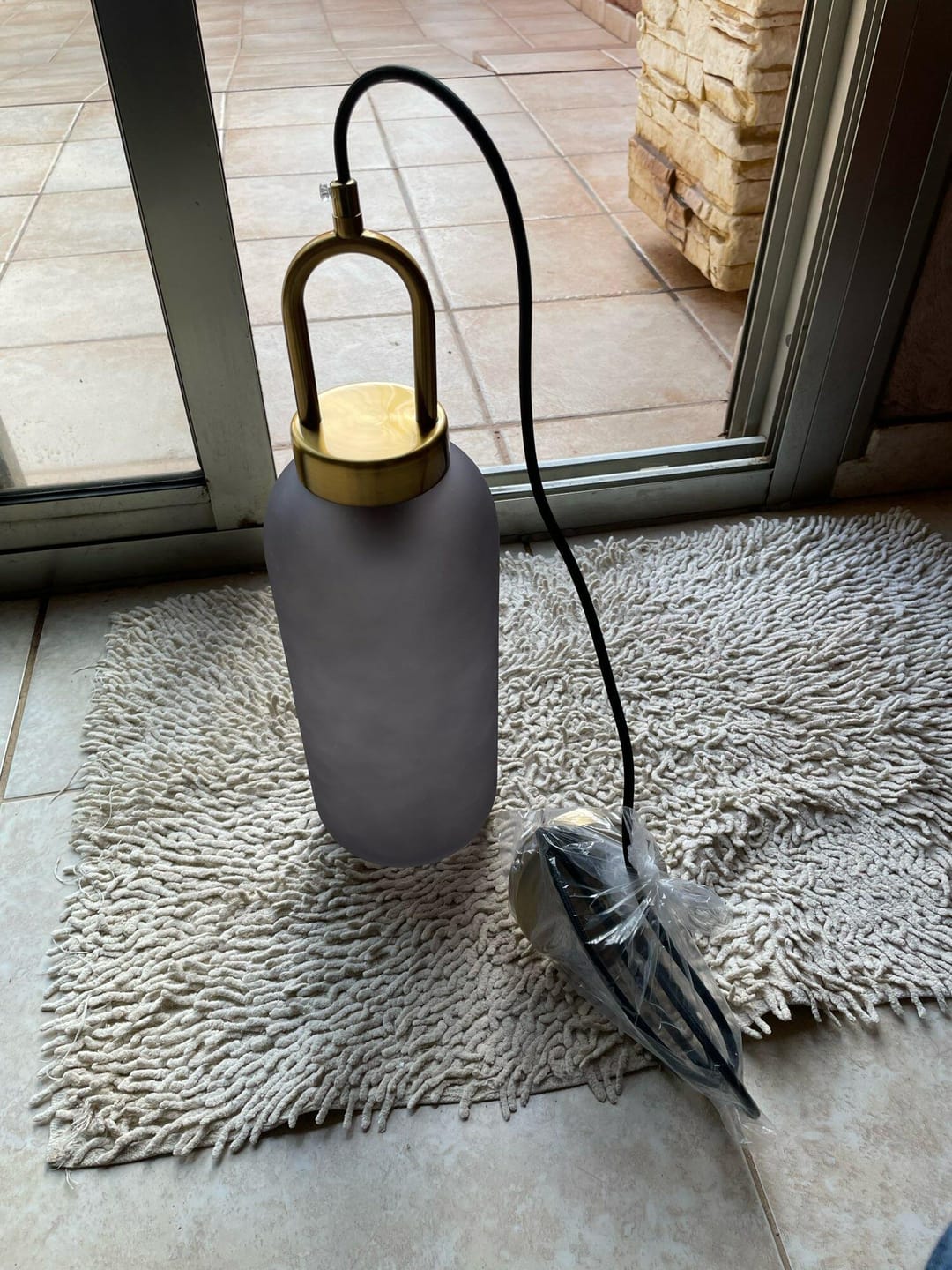 Customer photo review of Frosted Glass Swag Pendant Light
