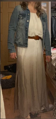 Customer photo review of Millie Silk Ombre Maxi Dress (Taupe)