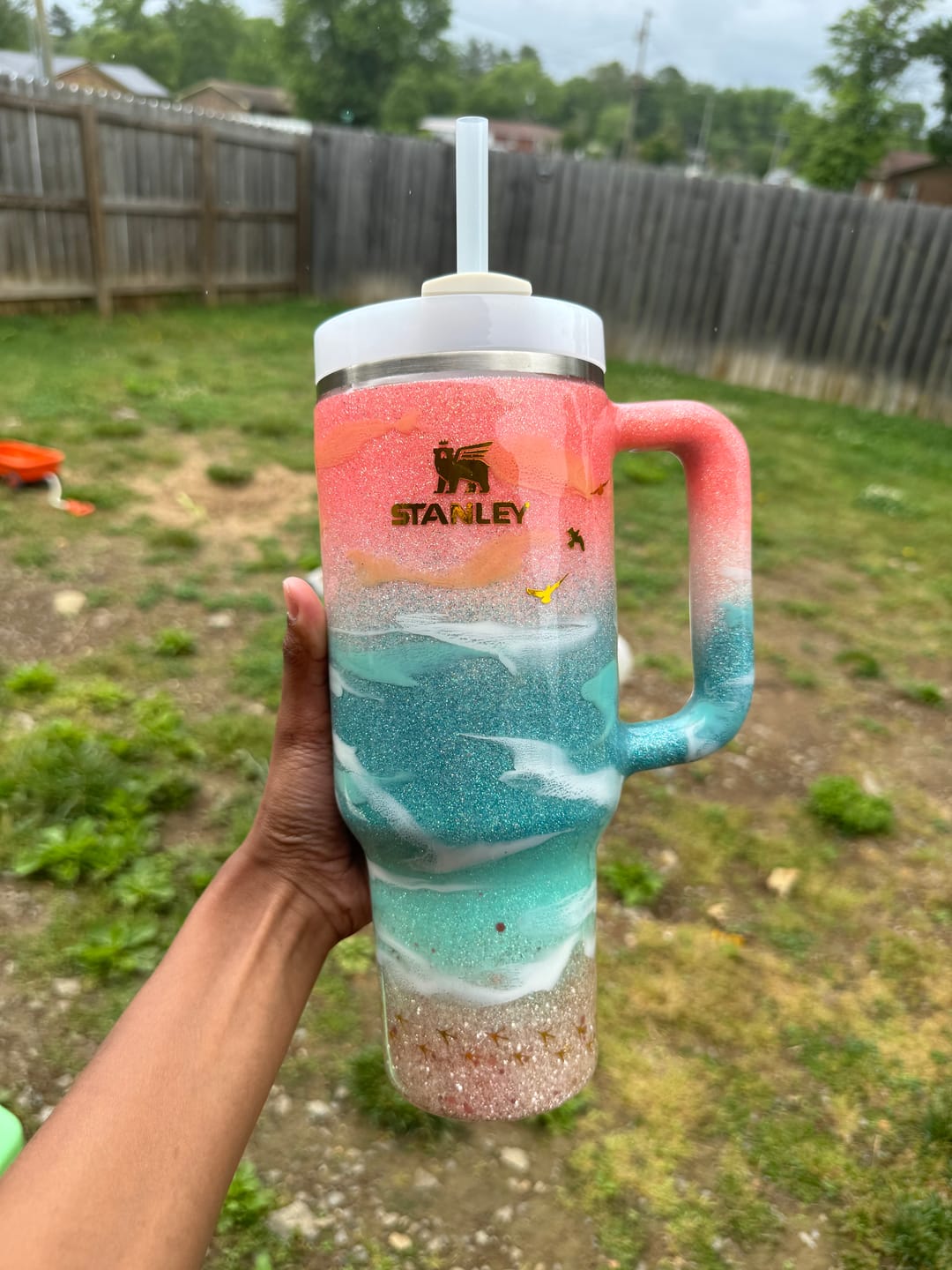 Customer photo review of PRESALE Glitter Beach Stanley 40oz