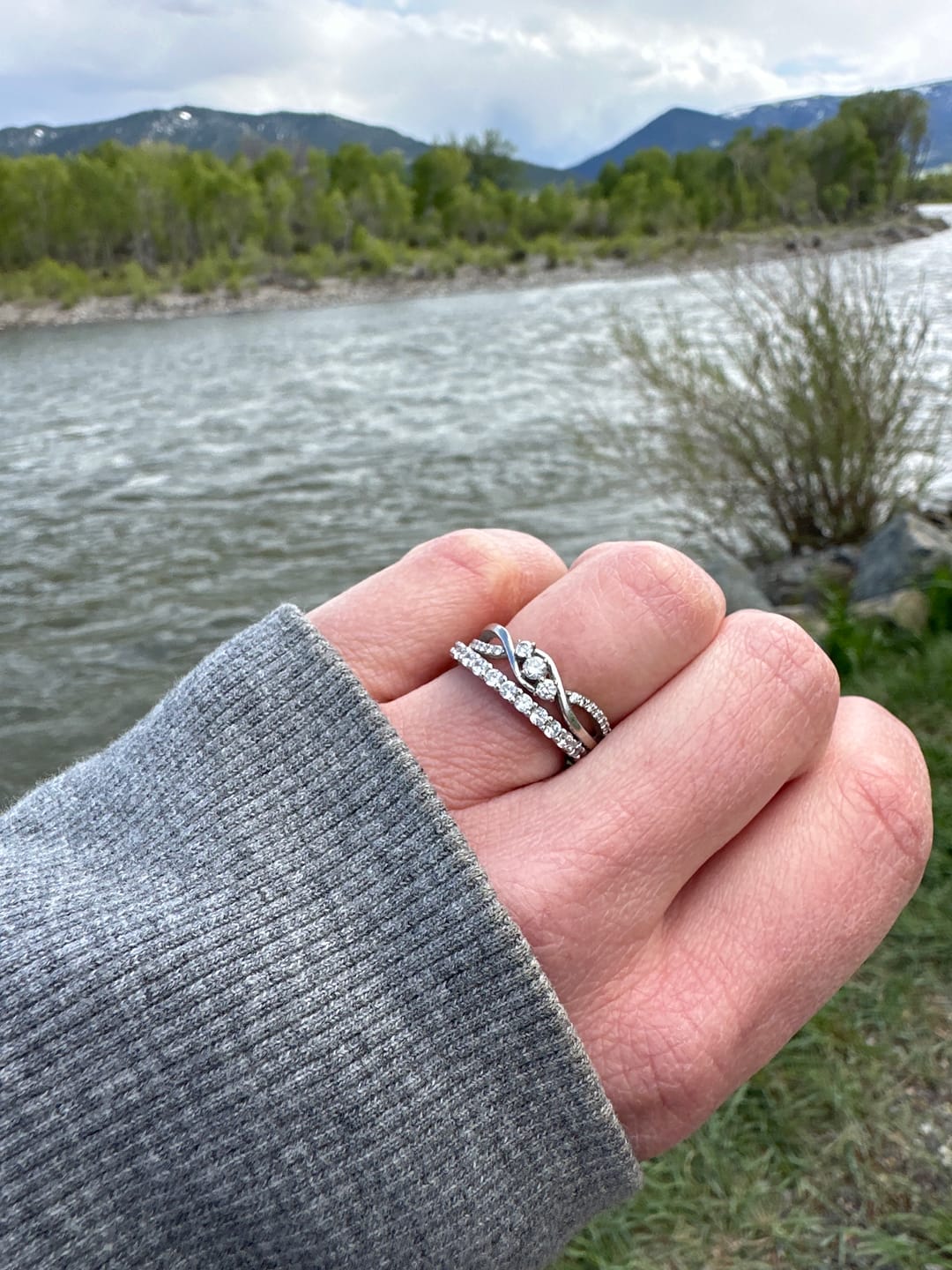 Customer photo review of Pave CZ Eternity Ring in Sterling Silver