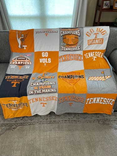 T-shirt quilt featuring university of tennessee volunteers by Kathy from TN