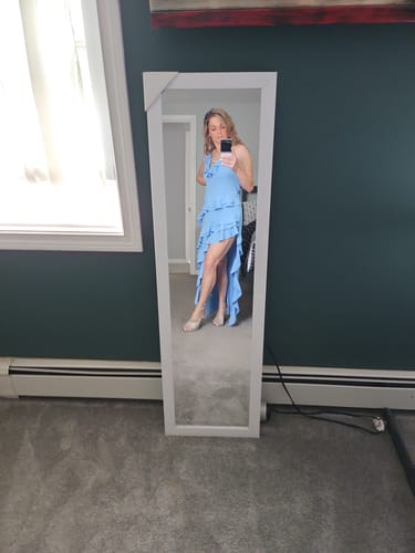 Customer photo review of Can't Escape Love Chiffon Layered Ruffle Irregular Slit Maxi Dress