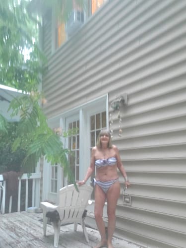 Customer photo review of Strapless Three Dimensional Flower Bikini