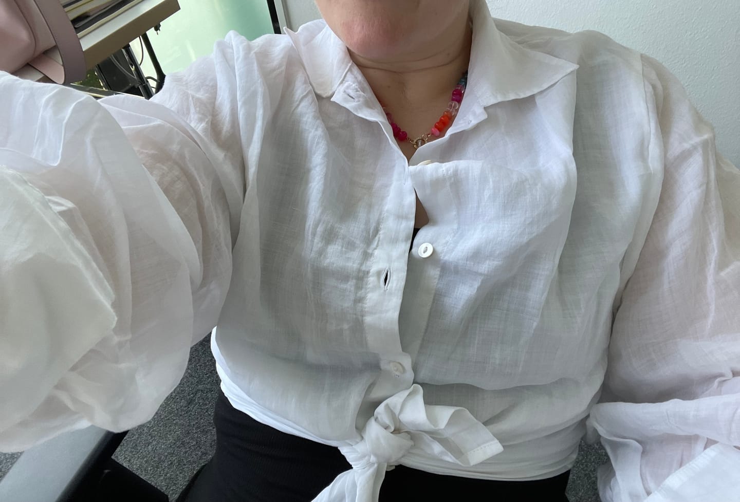 Customer photo review of Eloise Ramie Shirt in White