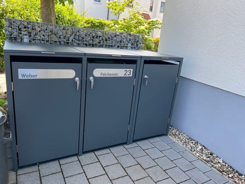 Customer photo review of Moderne Mülltonnenbox MB3 | Anthrazit (RAL7016) | stabil & pulverbeschichtet | 2er-Box