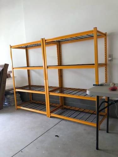 Customer photo review of Reibii 4-Tier Shelves 60"H Garage Shelving Units 2200 LBS Free Assembly Tools Included for Basement, Warehouse, Workshop