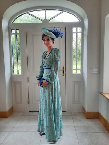 Customer photo review of Fascinator Box Stripe Design 27cm Wide HA027