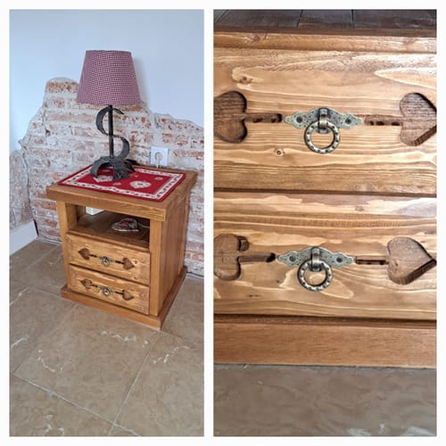 Customer photo review of Tirador horizontal cuero de 80x28mm de acero con anilla y placa para armarios