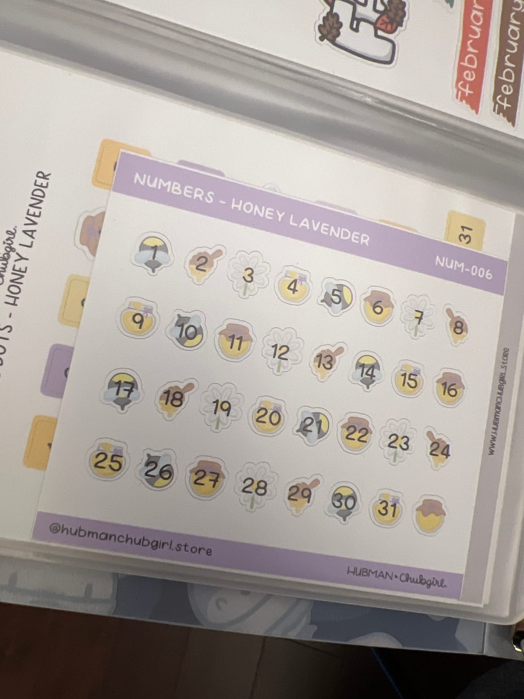 Customer photo review of Numbers - Honey Lavender Planner Stickers