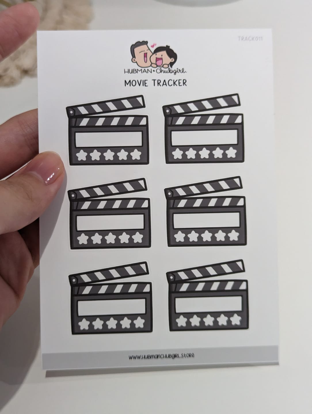Customer photo review of Movies Tracker Planner Stickers