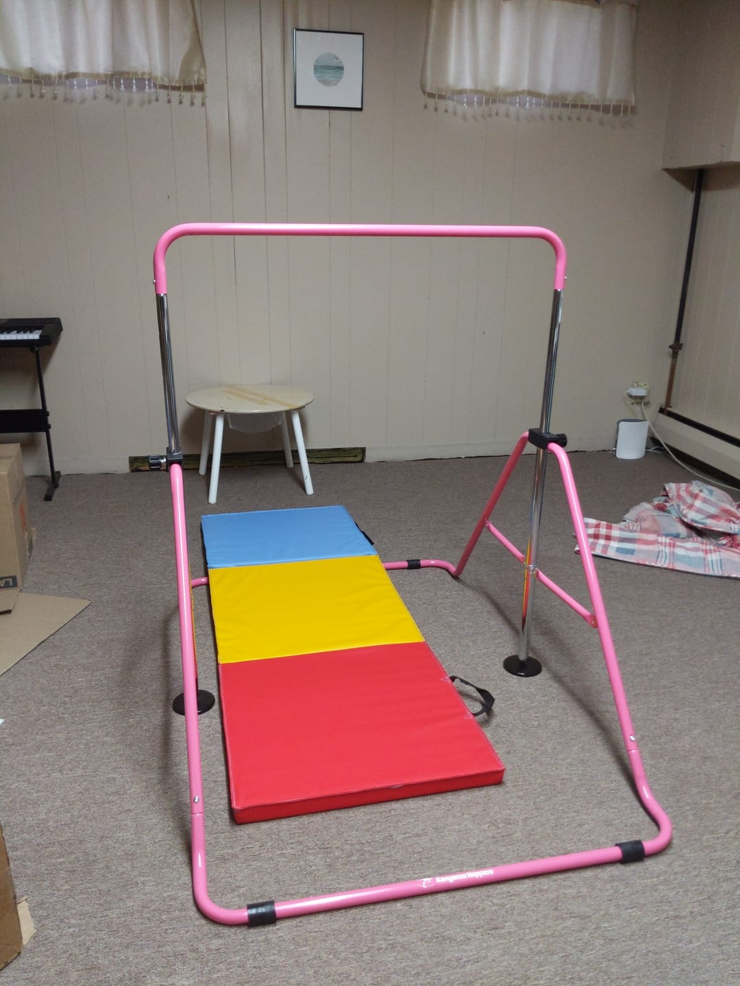 Customer photo review of Gymnastics Adjustable Foldable Horizontal Kip Training Bars for Home