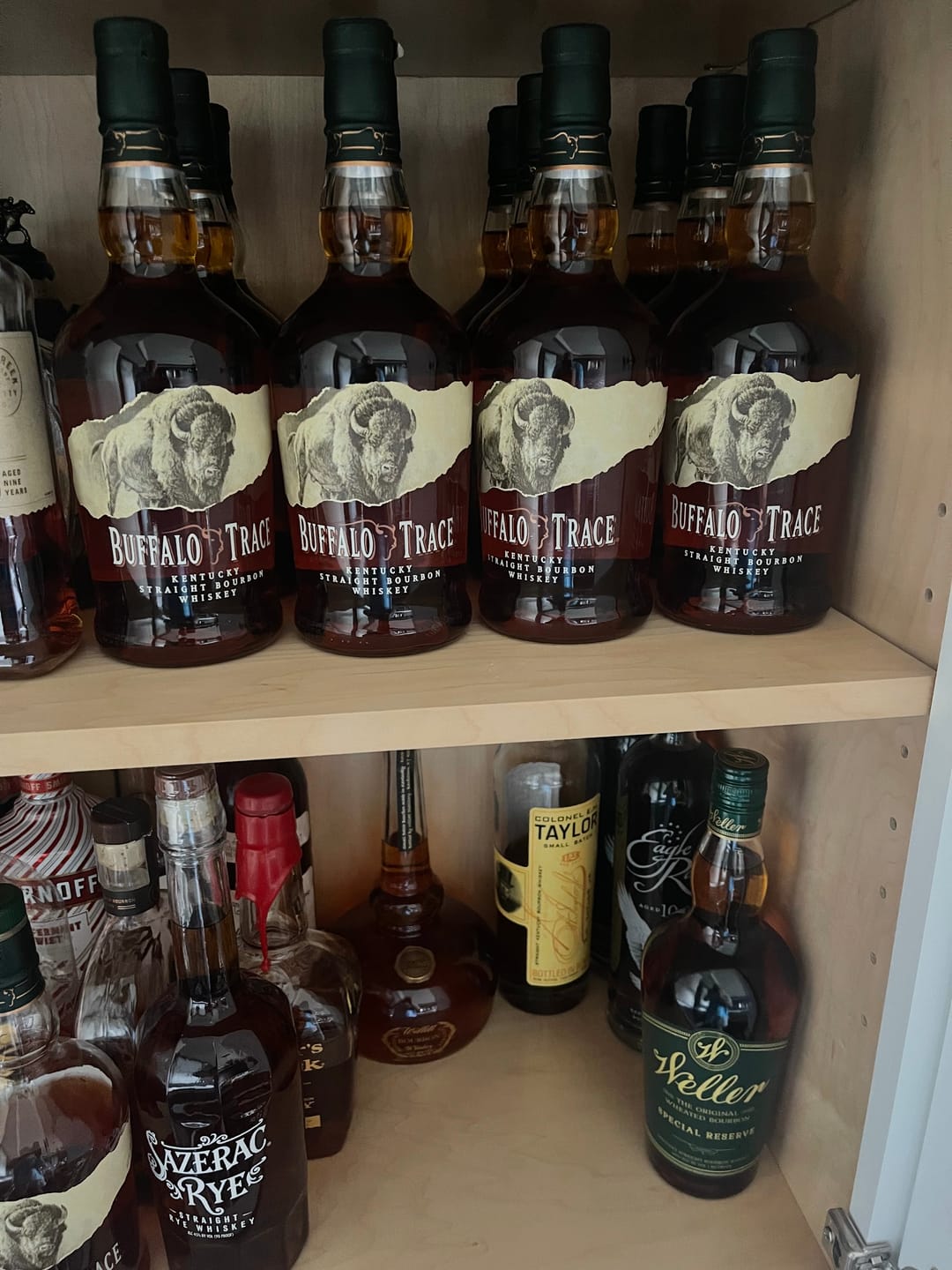 Customer photo review of Buffalo Trace Bourbon Whiskey Case Bundle (12 Bottles) (750ml)