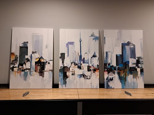Customer photo review of 'Abstract Toronto' Framed Canvas (Set of 3)