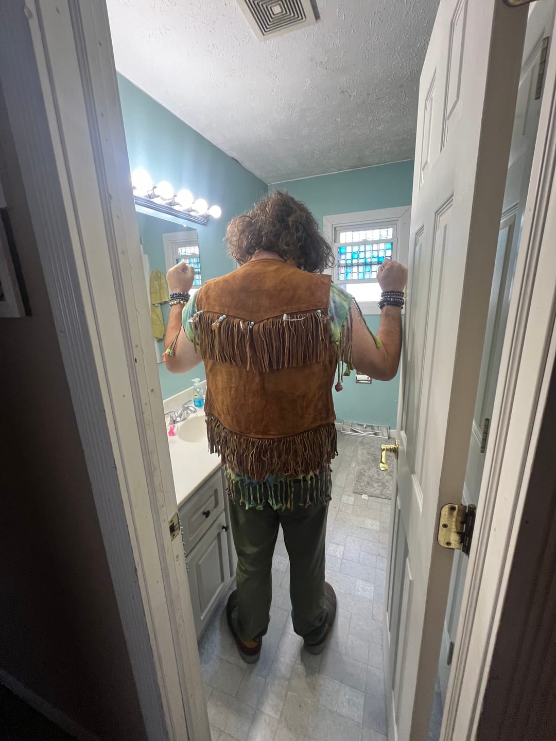 Customer photo review of Hippie Leather Fringe Vest
