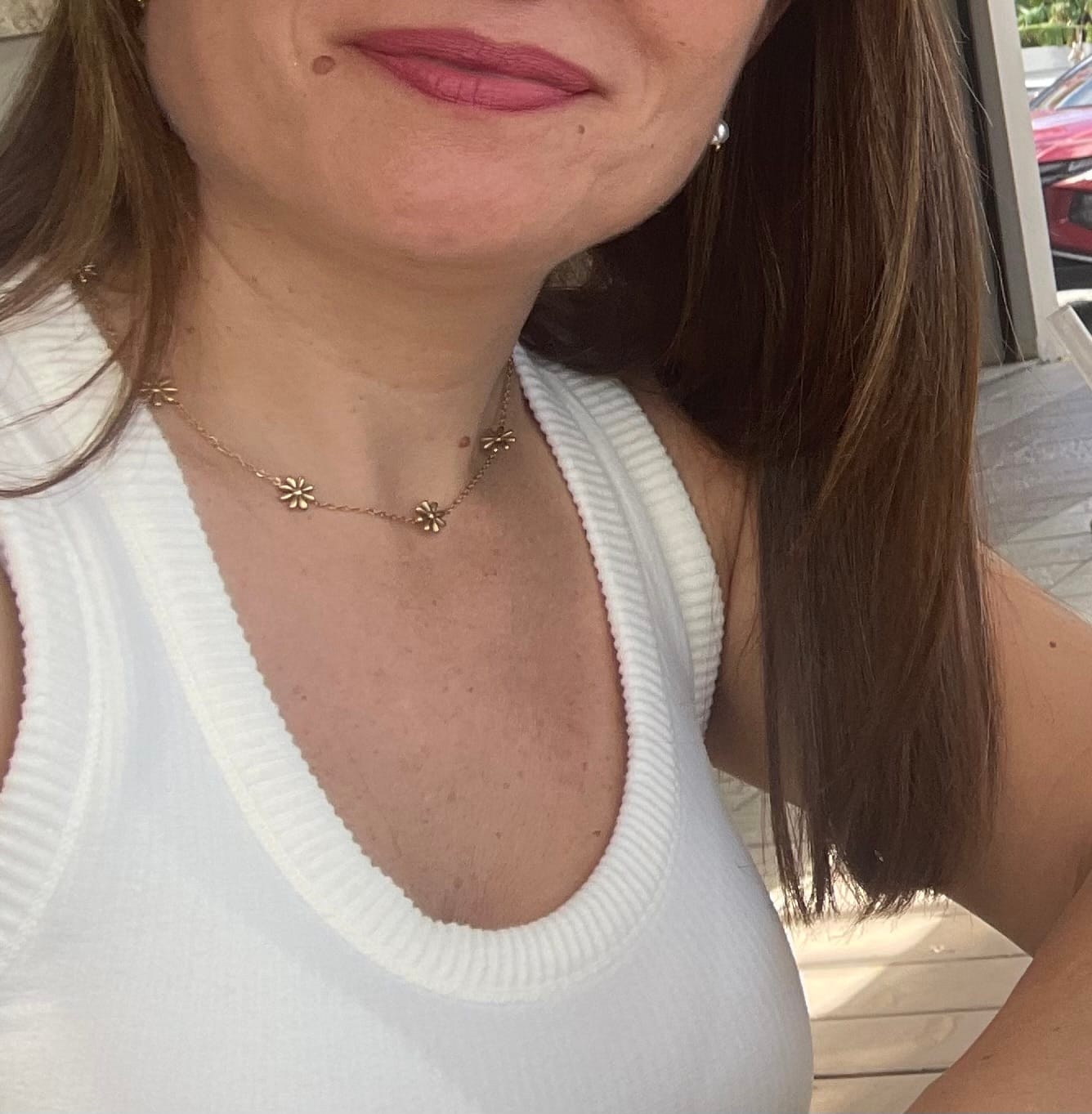 Customer photo review of Flower Power 18K Gold Necklace