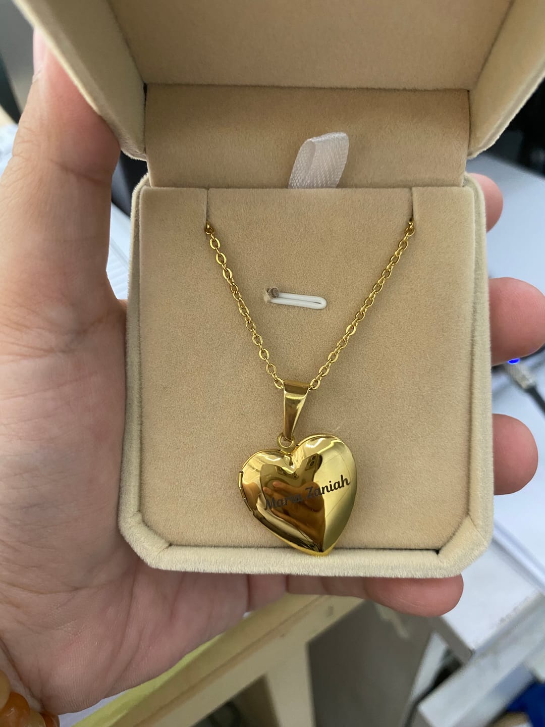 Customer photo review of Printave™ Personalized Heart Locket Necklace