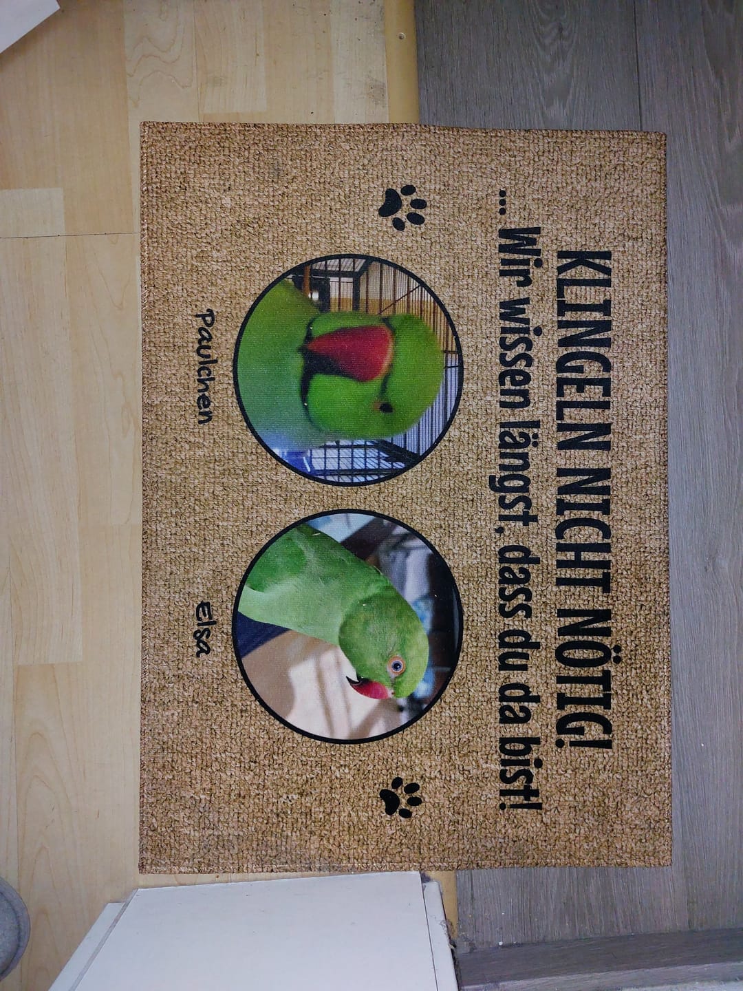 Customer photo review of Klingeln nicht nötig mit Foto - individuelle Fußmatte