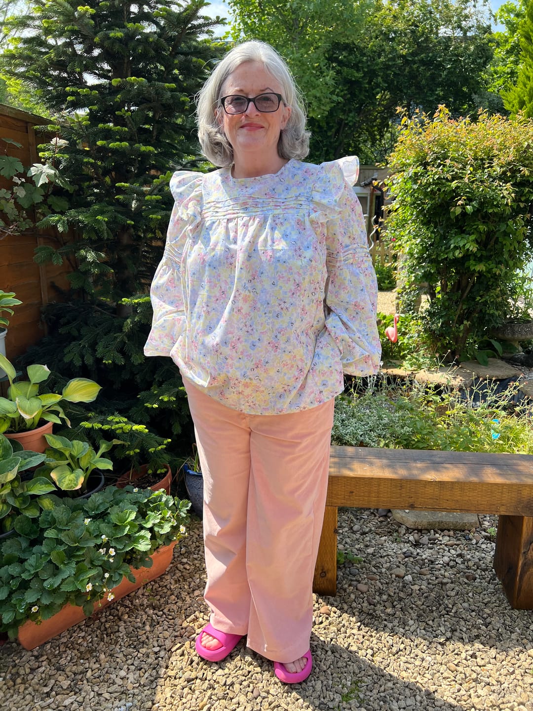Customer photo review of Pink and Orange Floral Cotton-Touch Polyester Fabric