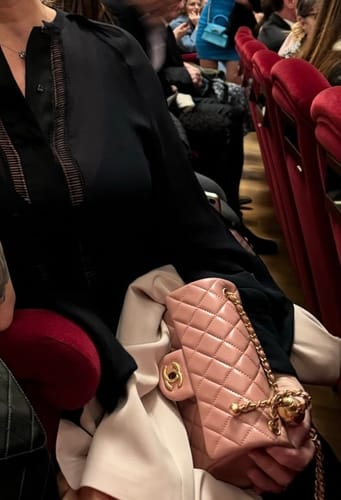 Customer photo review of FLAP BAG 20CM BABY PINK LAMBSKIN GOLD HARDWARE