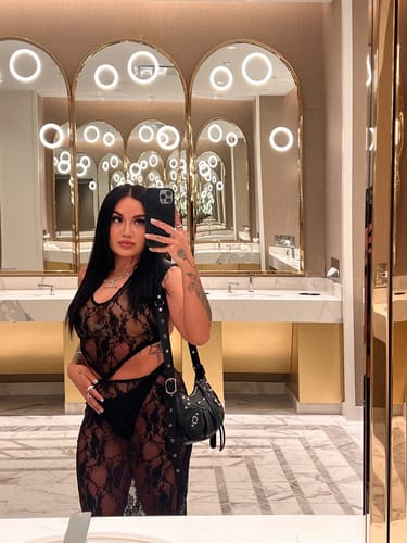 Customer photo review of Halter u neck lace see through ruched backless maxi skirt set