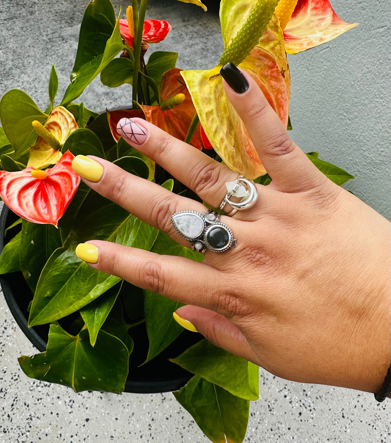 Customer photo review of Celestial Moonstone and Labradorite Silver Ring
