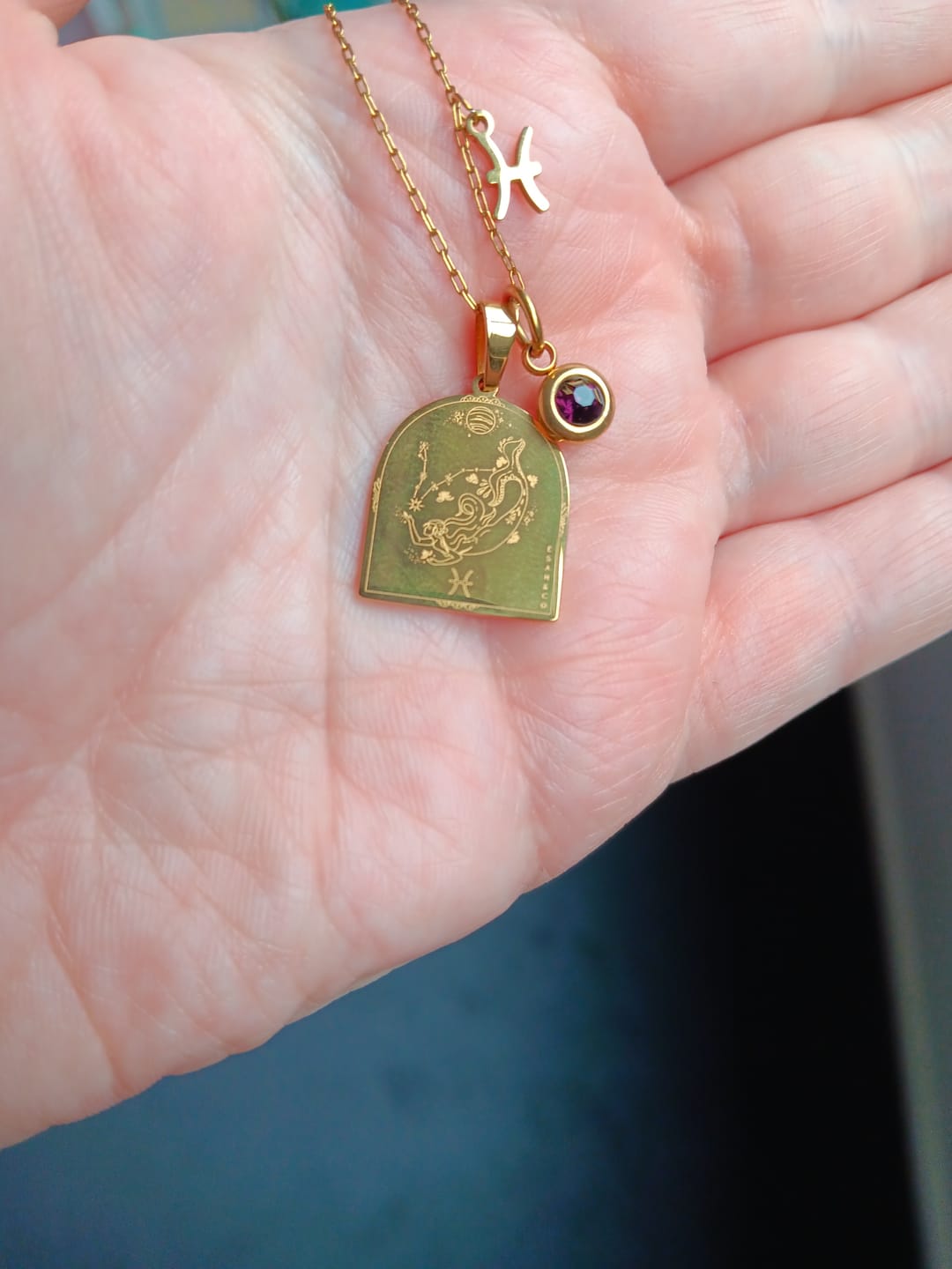 Customer photo review of I AM PISCES ZODIAC AFFIRMATION NECKLACE
