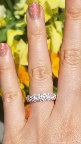 Customer photo review of Cluster CZ Eternity Ring in Sterling Silver