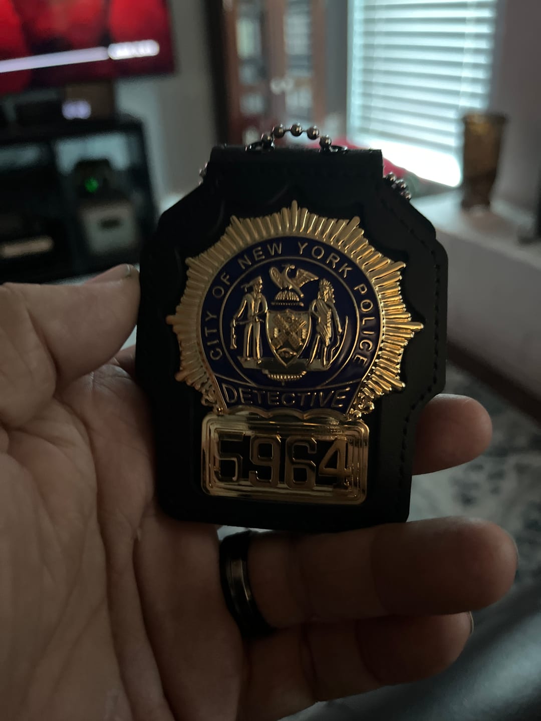 Customer photo review of NY New York Detective Police Badge Replica Movie Props *Customizable Badge Number*