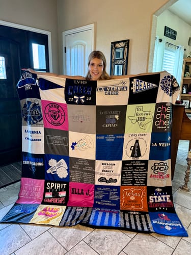 T-shirt quilt featuring la vernia high school cheer team by Kelly from TX