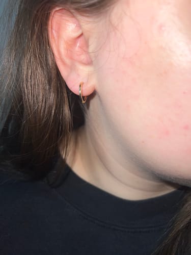 Customer photo review of Tiny Hoop Clip On Earrings in Gold