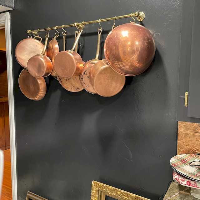 Customer photo review of Unlacquered Brass Wall Mounted Pot Rack With Hooks