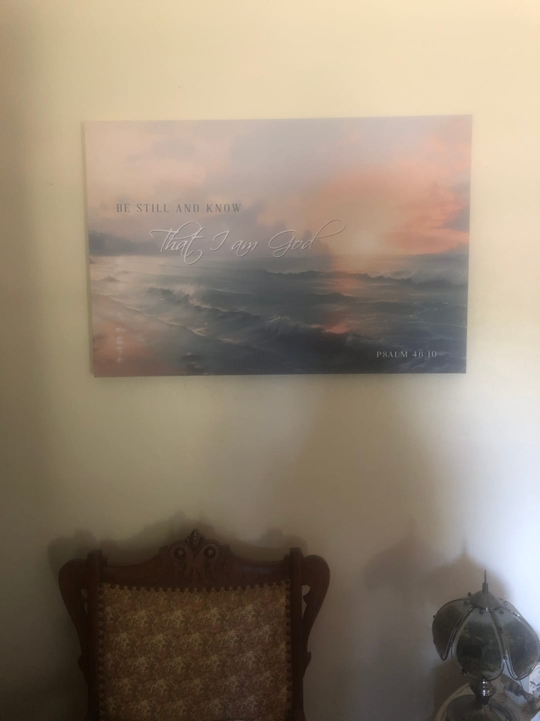 Customer photo review of Be Still and Know, Seascape, Psalm 46:10 Wall Art Canvas Print