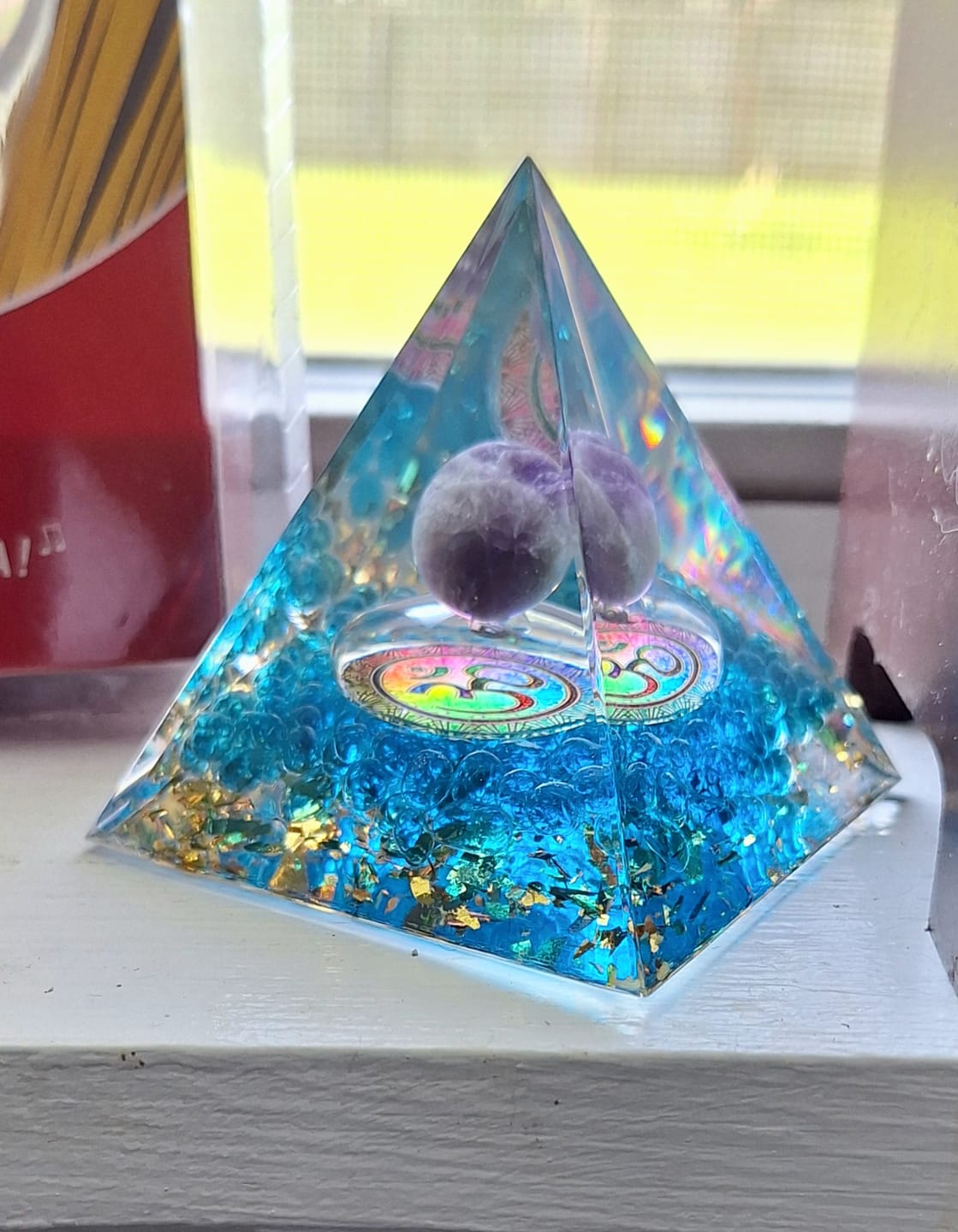 Customer photo review of OM Amethyst & Blue Quartz Pyramid