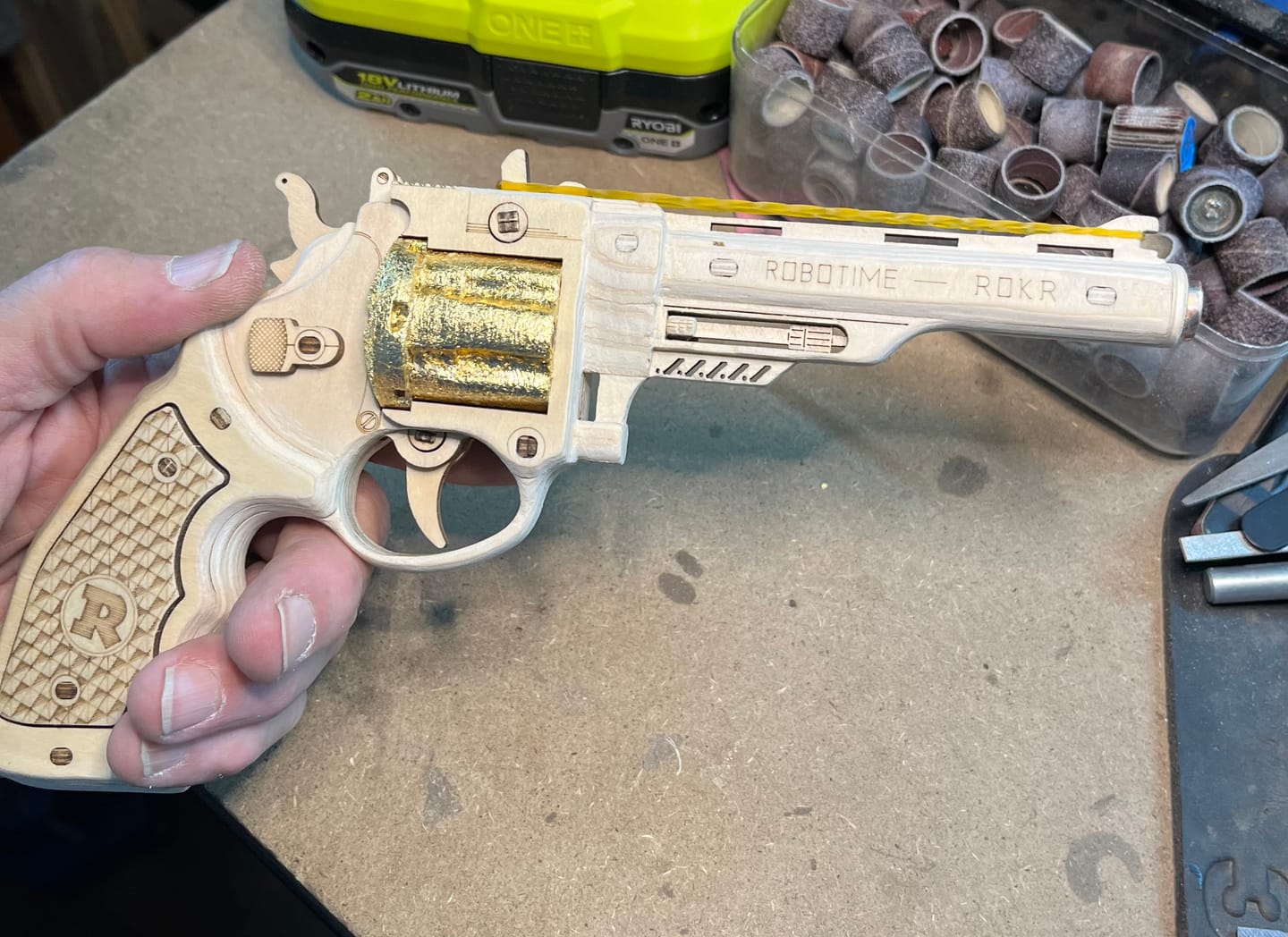 Customer photo review of Wooden 3D Puzzle - Small Wooden Toy Revolver
