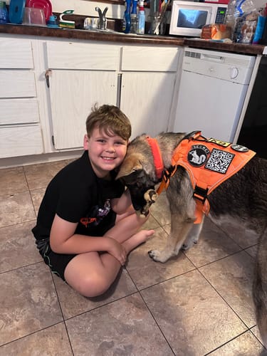 Customer photo review of NEW Reflective Blaze Orange Team K9 Tactical No-Pull Dog Harness with 4 Metal Buckles, Reinforced Front V-Ring, & Reflective Strips (Available Now!)