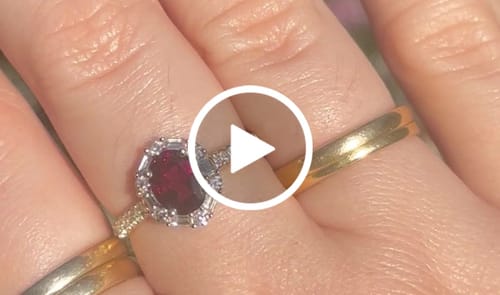 Customer video review of Bluebird™ Rhodilite Garnet & 0.50ct TW Diamond Ring in 9ct Yellow Gold