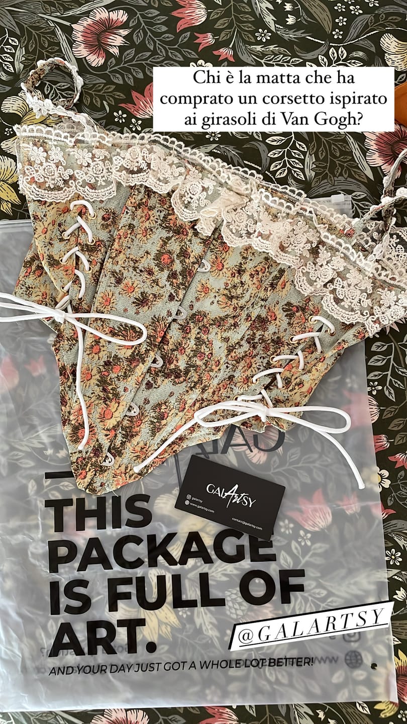 Customer photo review of Van Gogh sunflowers inspired corset