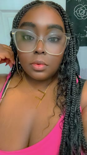 Customer photo review of Triangle Base Full Lace Tangleless Human Hair Boho Curls Knotless Boho Box Braided Wig 36"（US only）