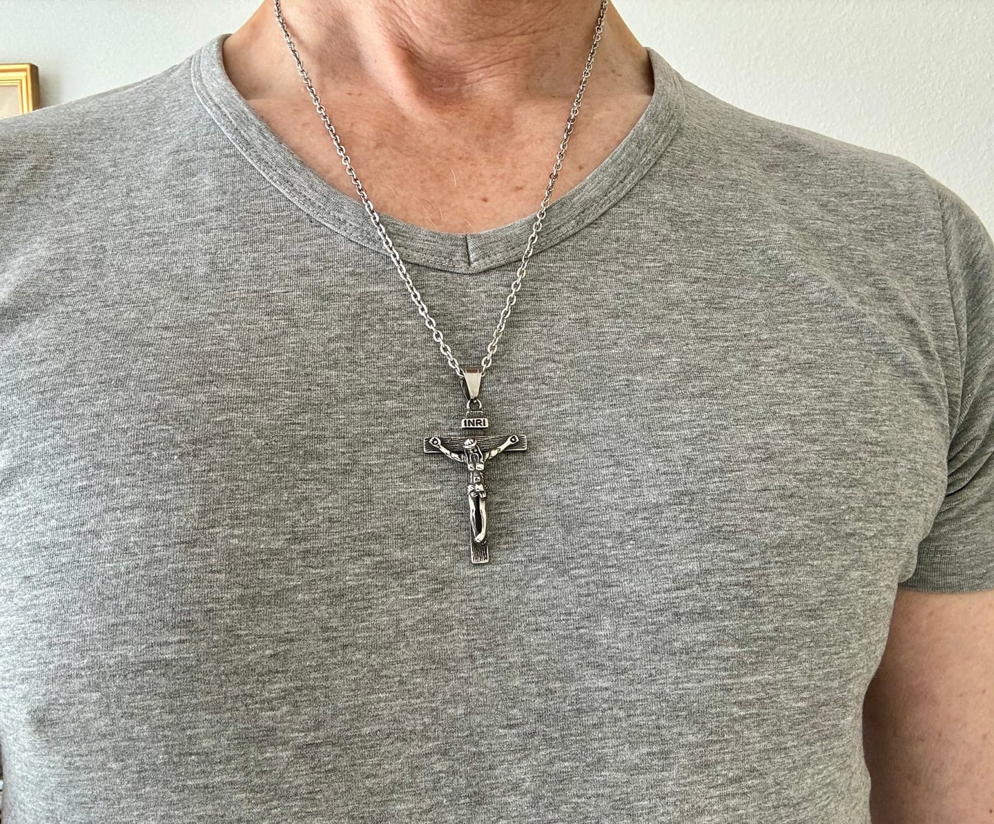 Customer photo review of Jesus Piece. Necklace